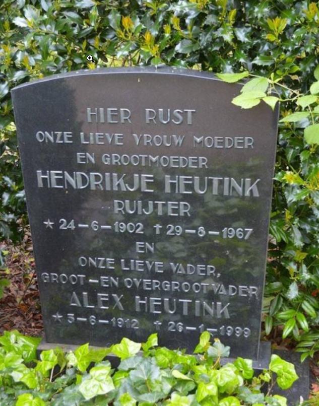 Grafsteen van Hendrikje RUYTER (1902-1967)