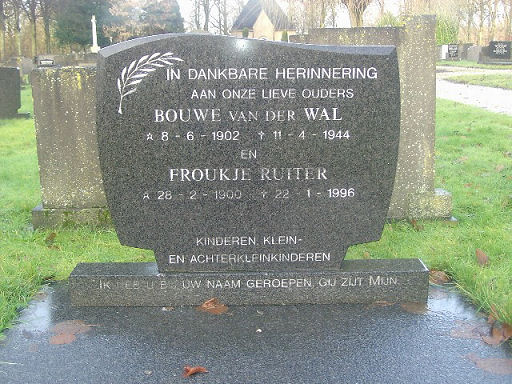 Grafsteen van Froukje Cornelis RUITER (1900 - 1996)