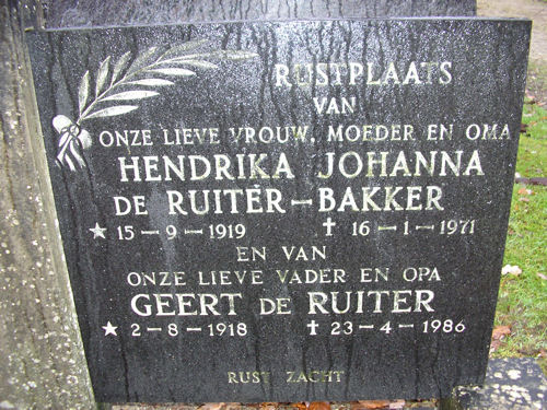 Grafsteen van Geert de Ruiter (1918-1986)