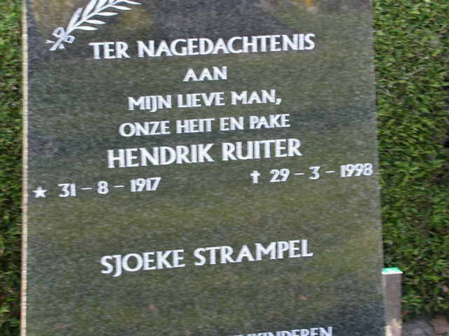 Grafsteen van Hendrik RUITER (1917 - 1998)