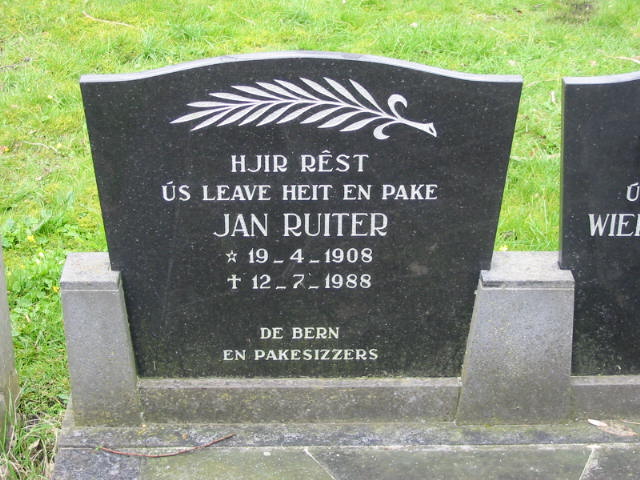 Grafsteen van Jan Ages RUITER (1908 - 1988)