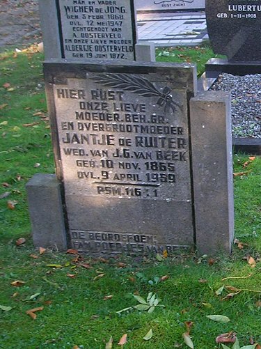 Grafsteen van Jantje Jans DE RUITER (1864 - 1959)