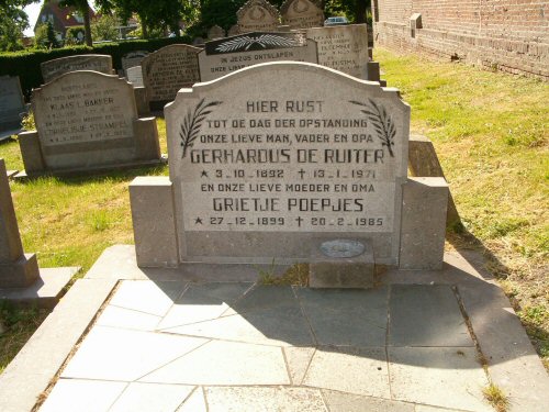 Grafsteen van Gerhardus Jansens DE RUITER (1892 - 1971)