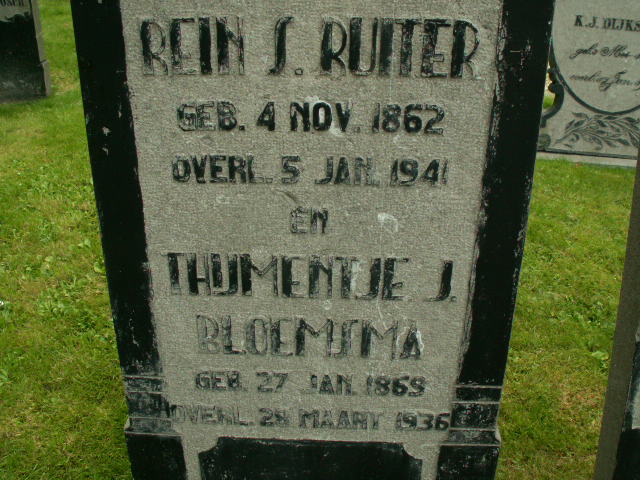 Grafsteen van Rein Sytzes RUITER (1862 - 1941)