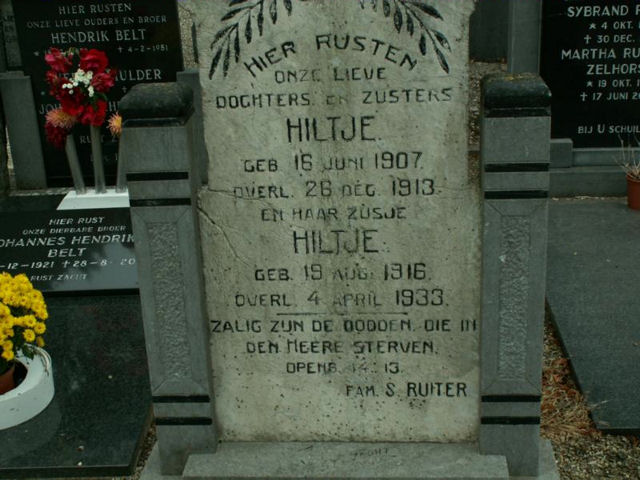 Grafsteen van Hiltje Ruiter (1916-1933)