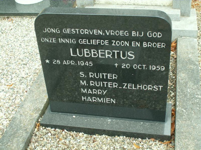 Grafsteen van Lubbertus Ruiter (1945-1959)