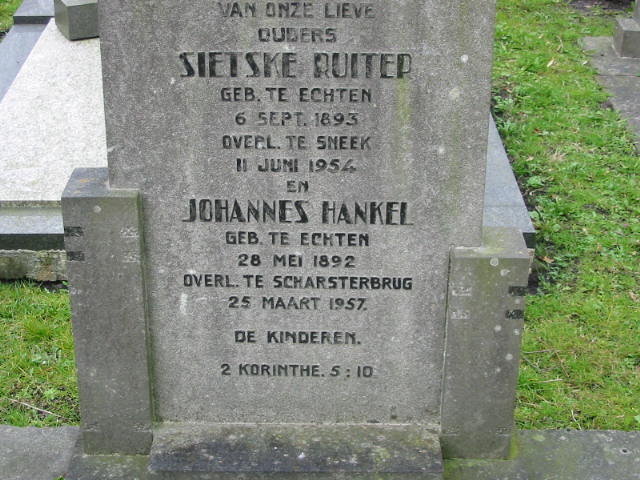 Grafsteen van Sietske Jans RUITER (1893 - 1954)