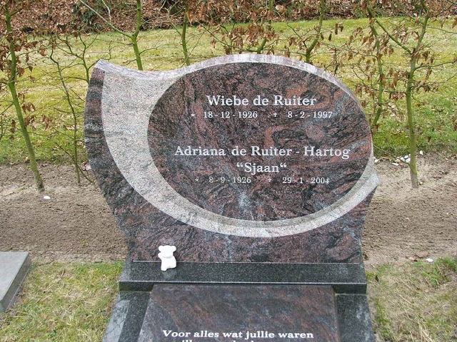 Grafsteen van Wiebe Hanzes de Ruiter (1926-1997)