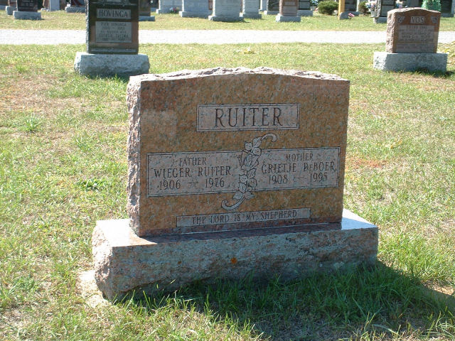 Grafsteen van Wieger RUITER (1906 - 1976)