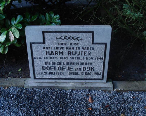 Grafsteen van Harm Hendriks Ruijter (1882-1948)