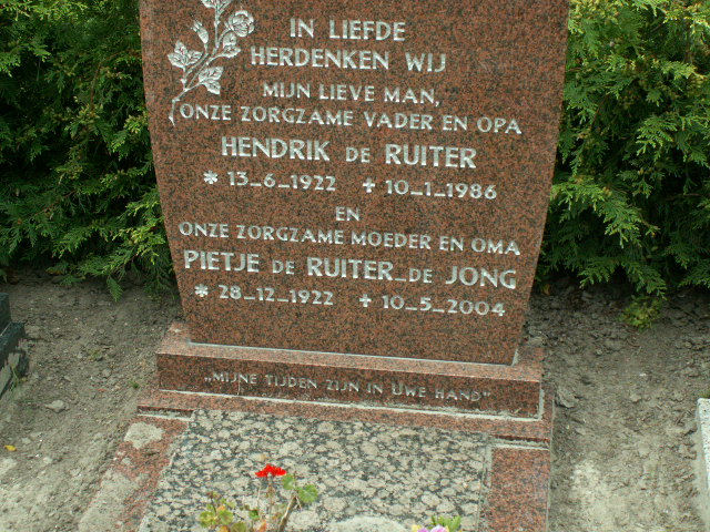 Grafsteen van Hendrik de Ruiter (1922-1986)