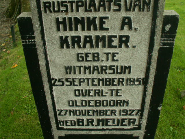 Grafsteen van Hinke Annes Kramer (1851-1927)