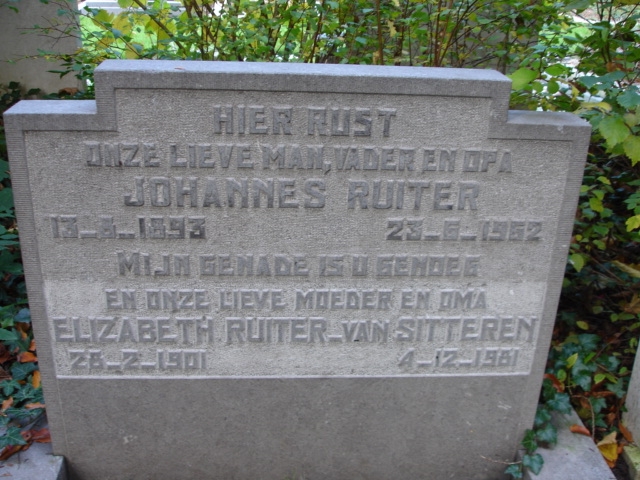 Grafsteen van Johannes Ruiter (1893 - 1962)