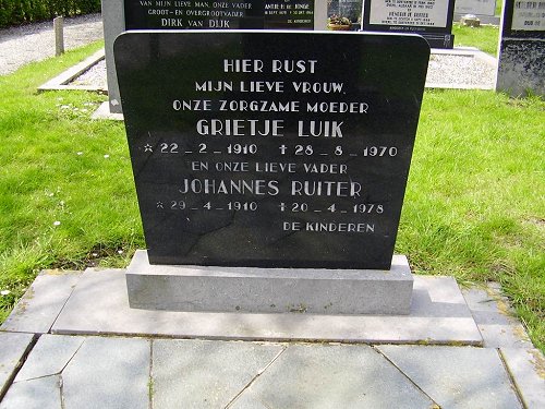 Grafsteen van Johannes Willems RUITER (1910 - 1978)