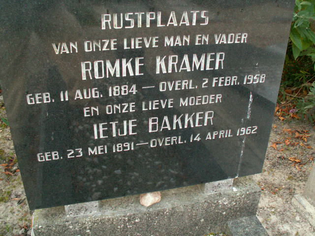 Grafsteen van Romke Hendriks Kramer (1884-1958)